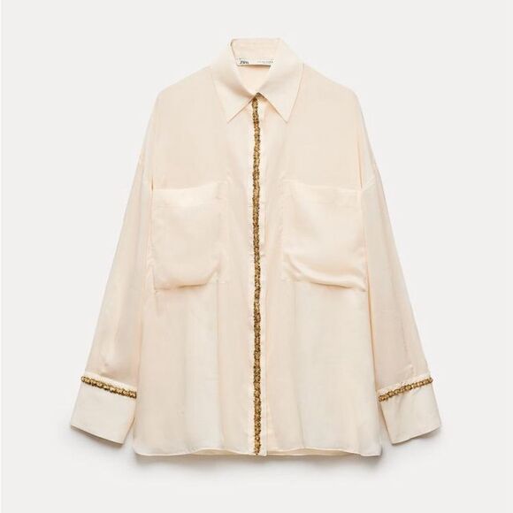 ZARA LONG SEQUIN SHIRT ZW COLLECTION - Picture 10 of 13